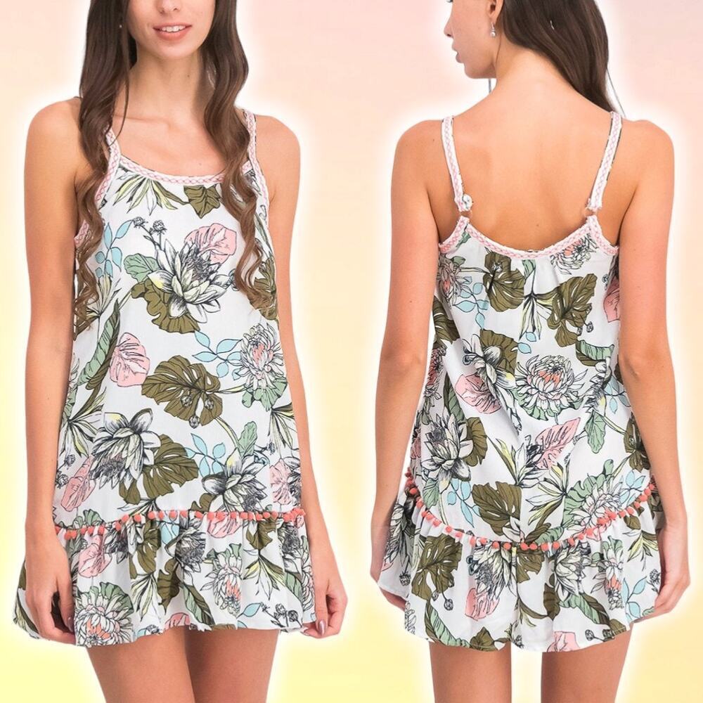 MIKEN Tropical Print Swim Cover Up Sz XS